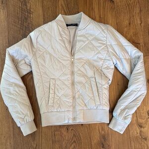 Romeo & Juliet Couture Quilted Bomber Jacket - Light Gray